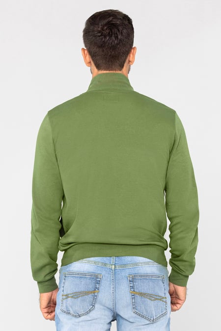 Green Funnel Neck Zip Through Sweatshirt