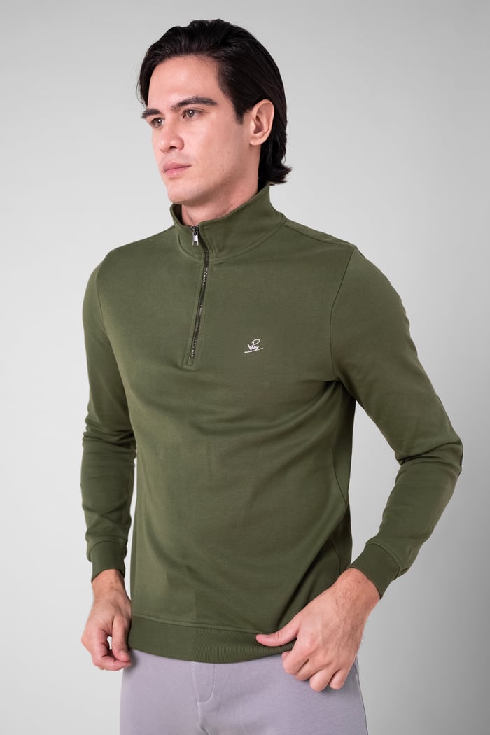 Elbow Patch Half Zip Sweatshirt