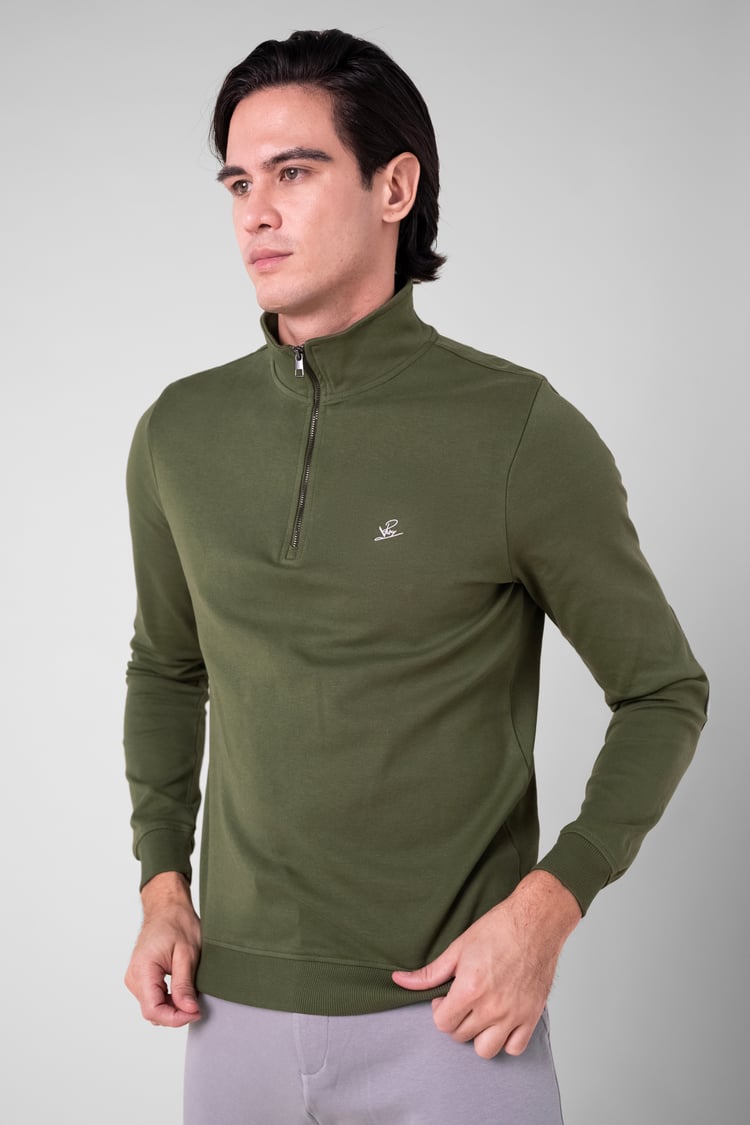 Elbow Patch Half Zip Sweatshirt