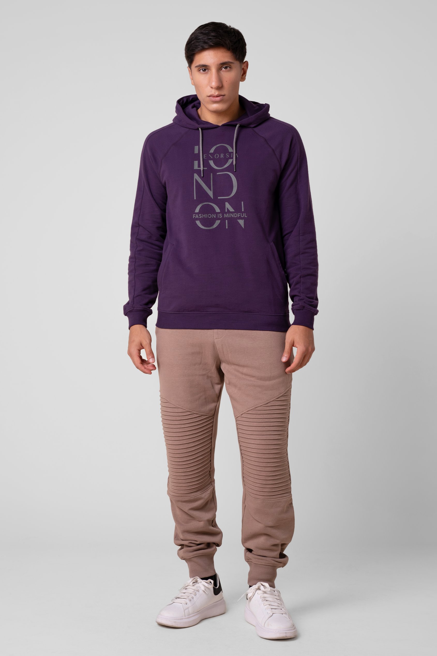 Raglan Sleeve Chest Print Hoodie