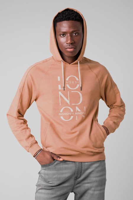 Grey Raglan Sleeve Chest Print Hoodie