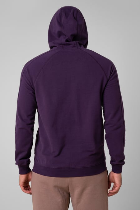 Purple Raglan Sleeve Chest Print Hoodie