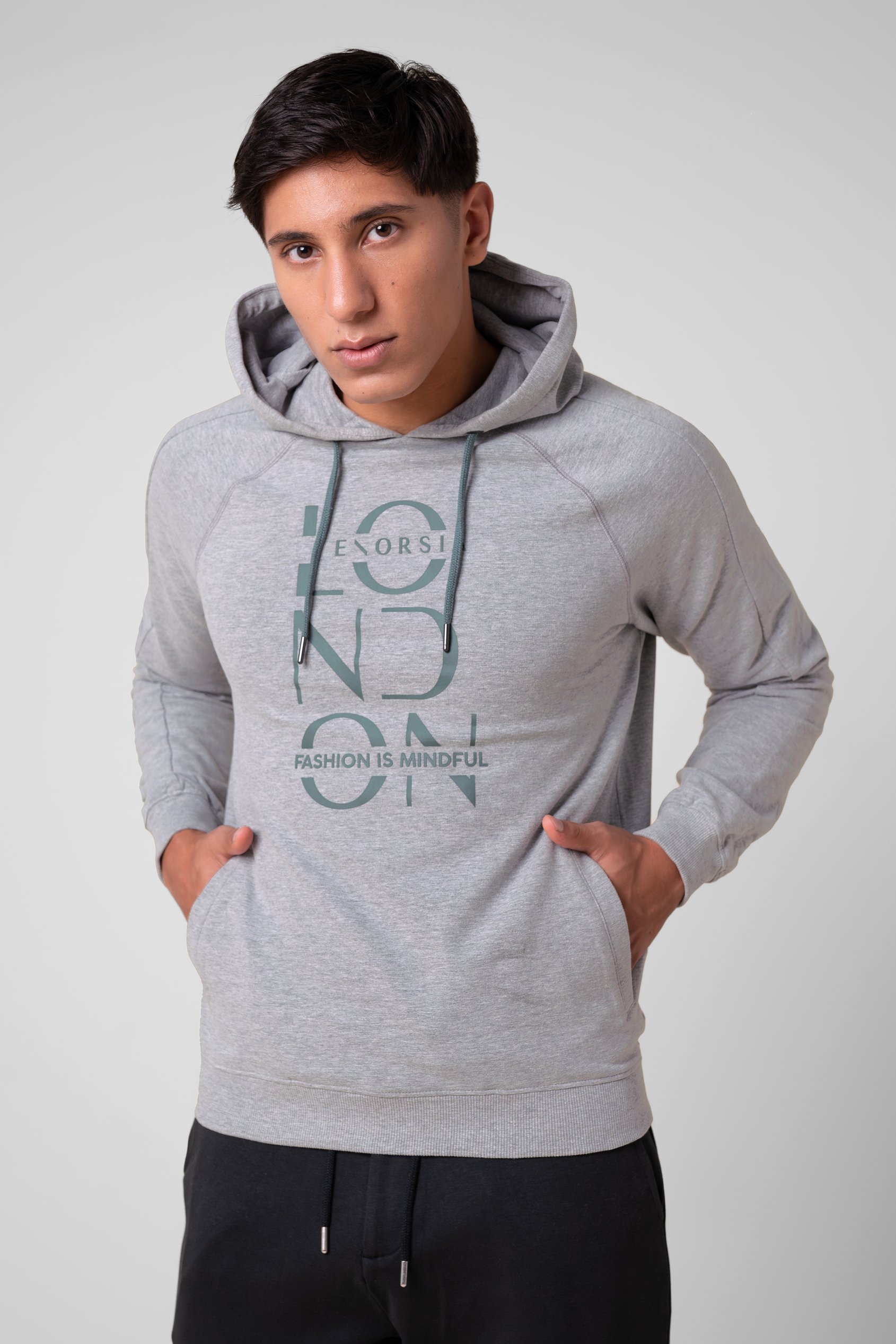 Raglan Sleeve Chest Print Hoodie