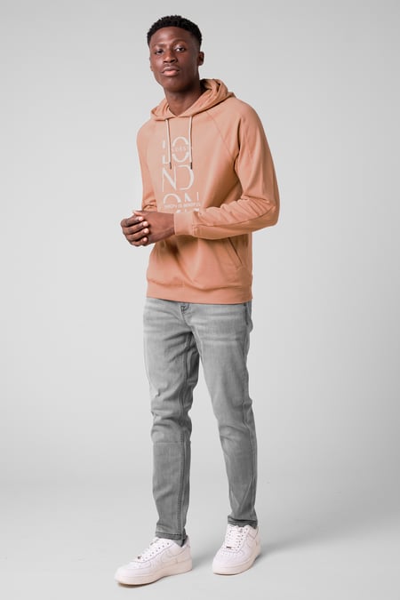 Grey Raglan Sleeve Chest Print Hoodie