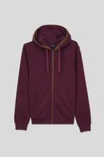 Contrast Piping Detail Zip Front Hoodie