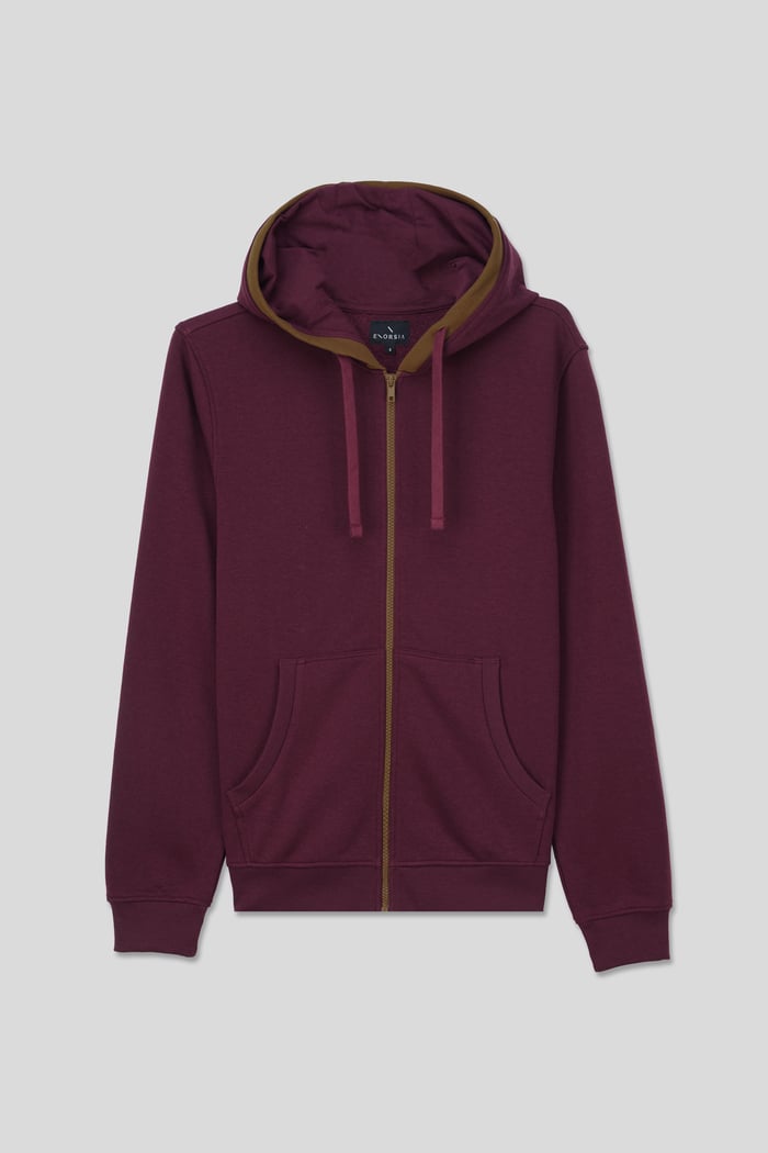 Contrast Piping Detail Zip Front Hoodie