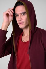 Contrast Piping Detail Zip Front Hoodie