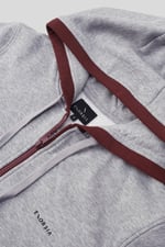 Contrast Piping Detail Zip Front Hoodie