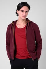 Contrast Piping Detail Zip Front Hoodie