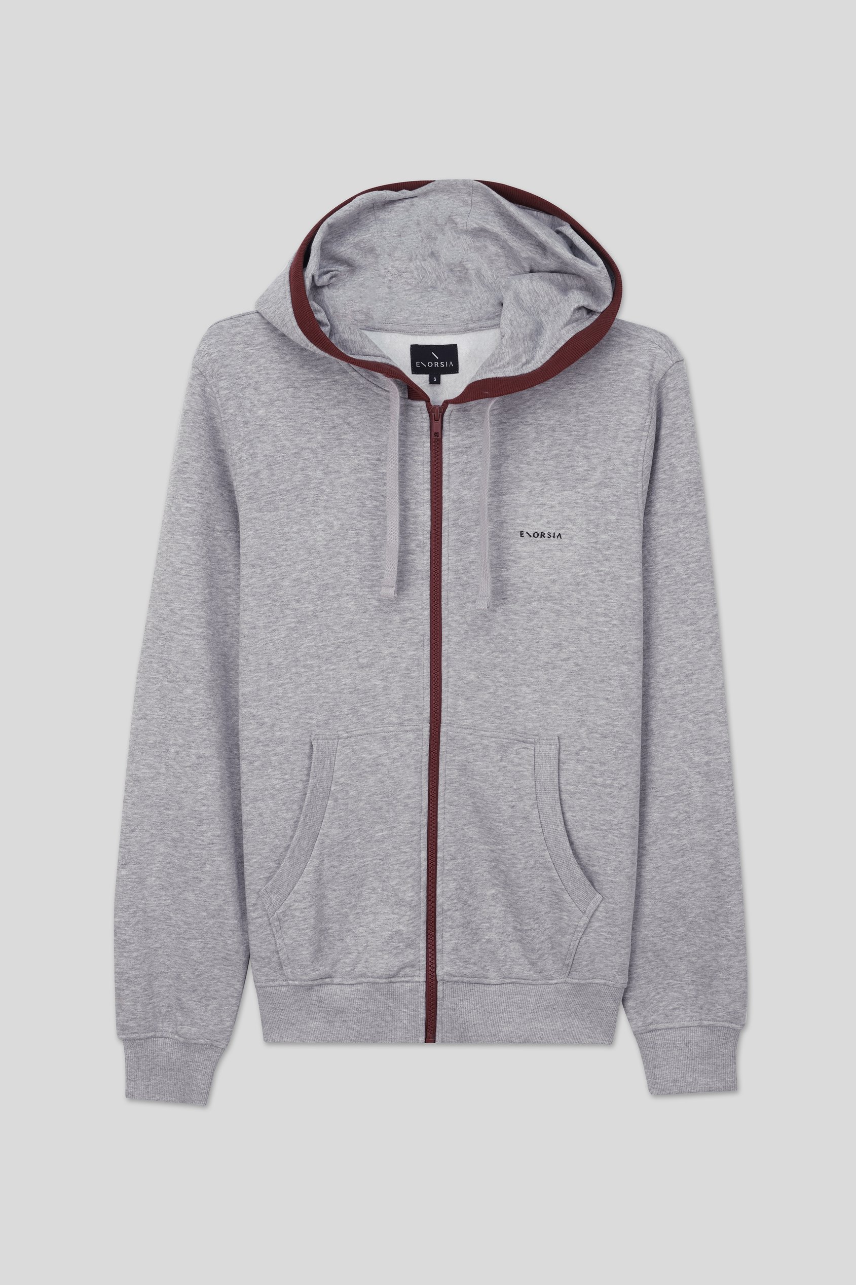 Contrast Piping Detail Zip Front Hoodie