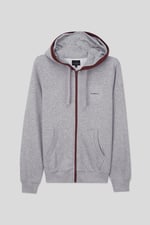 Contrast Piping Detail Zip Front Hoodie