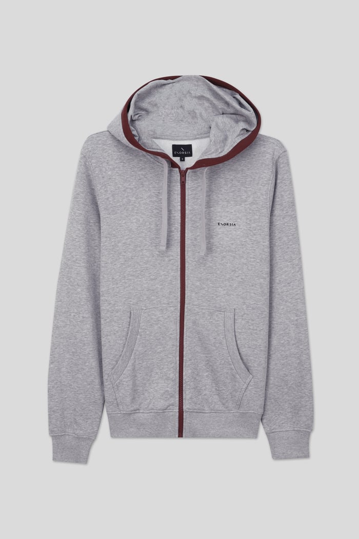 Contrast Piping Detail Zip Front Hoodie