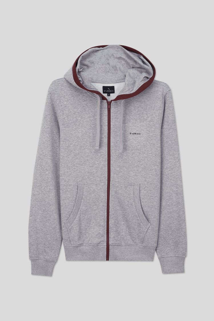 Contrast Piping Detail Zip Front Hoodie