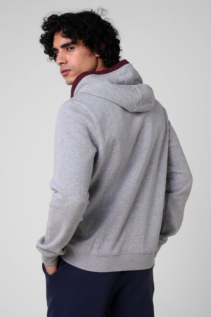 Contrast Piping Detail Zip Front Hoodie