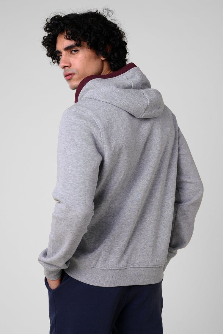 Contrast Piping Detail Zip Front Hoodie