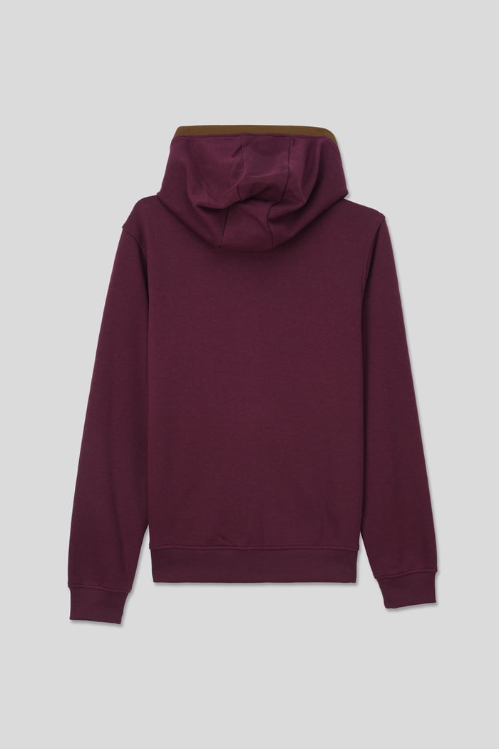 Contrast Piping Detail Zip Front Hoodie