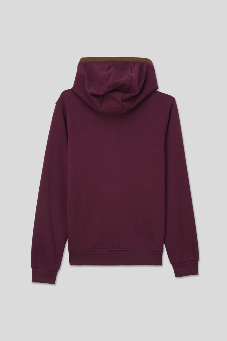 Contrast Piping Detail Zip Front Hoodie