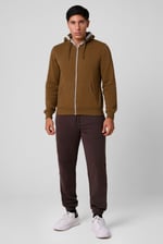 Contrast Piping Detail Zip Front Hoodie