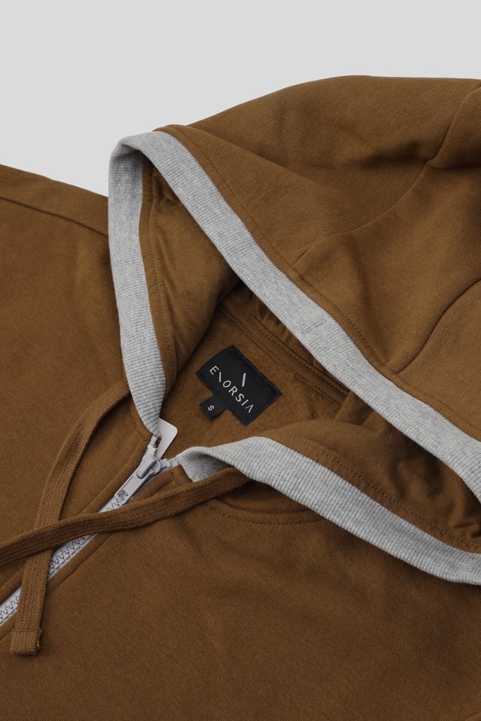 Contrast Piping Detail Zip Front Hoodie