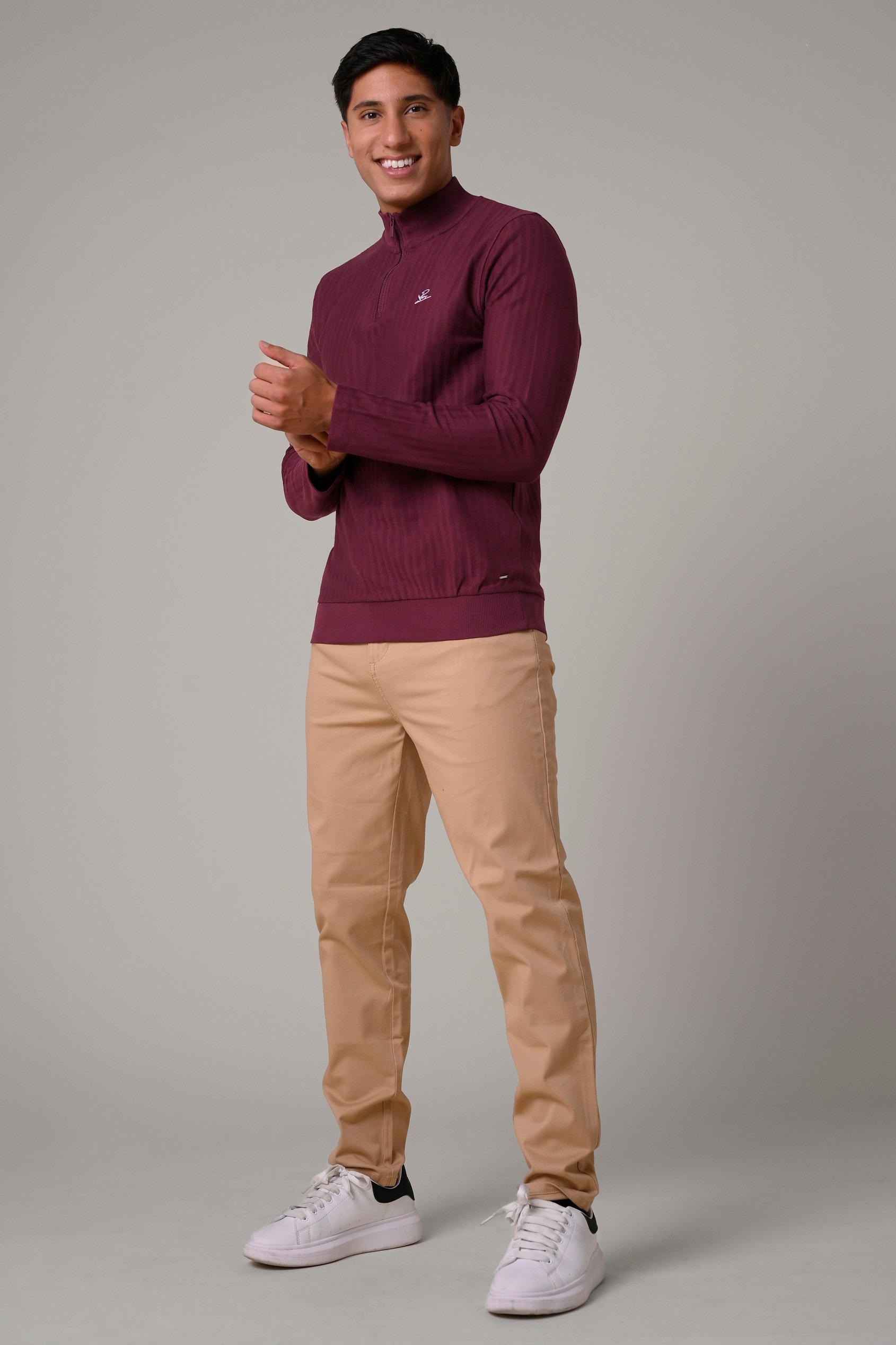 Mens Half Zip Funnel Neck Sweatshirt