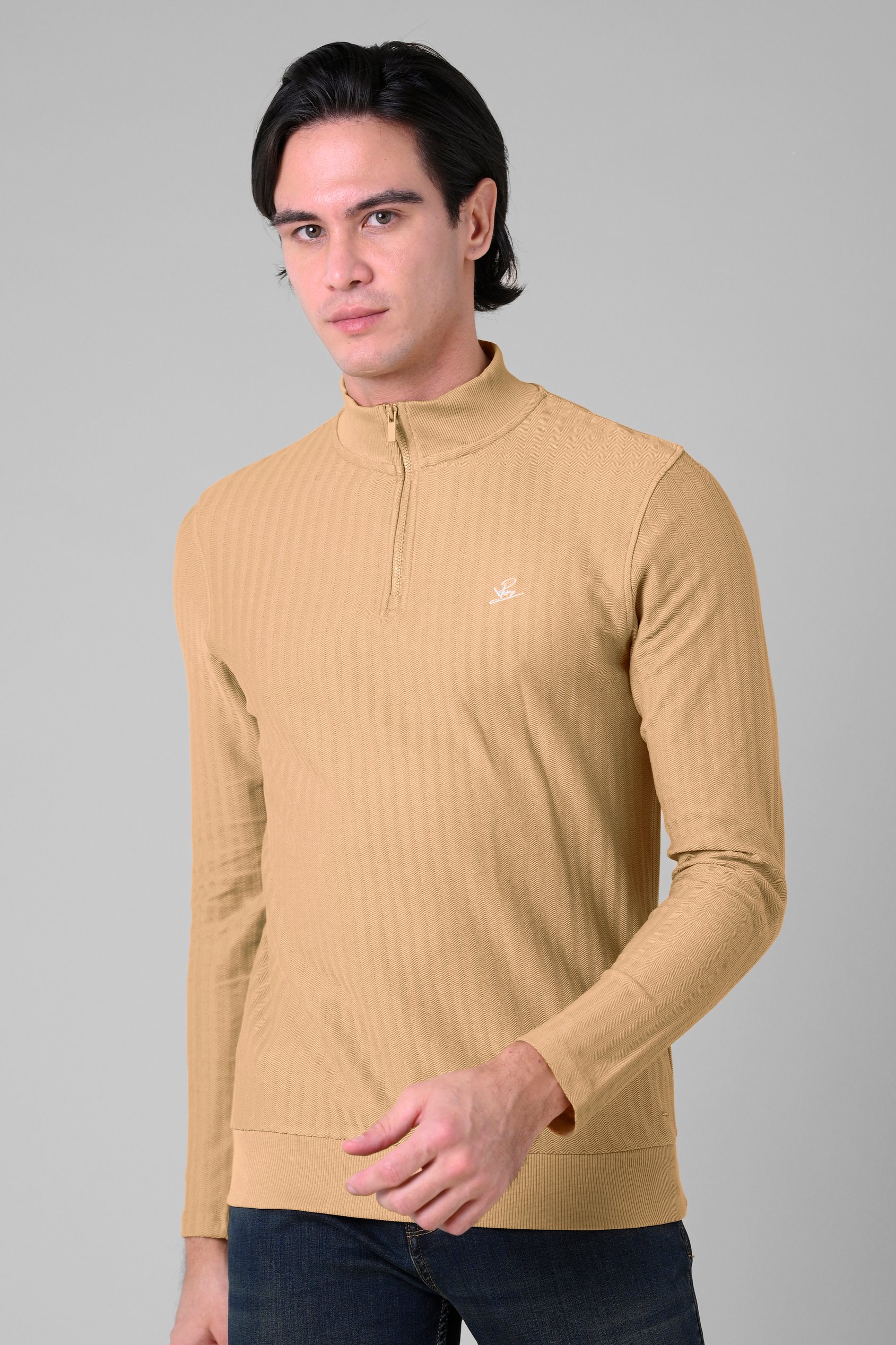 Mens Half Zip Funnel Neck Sweatshirt