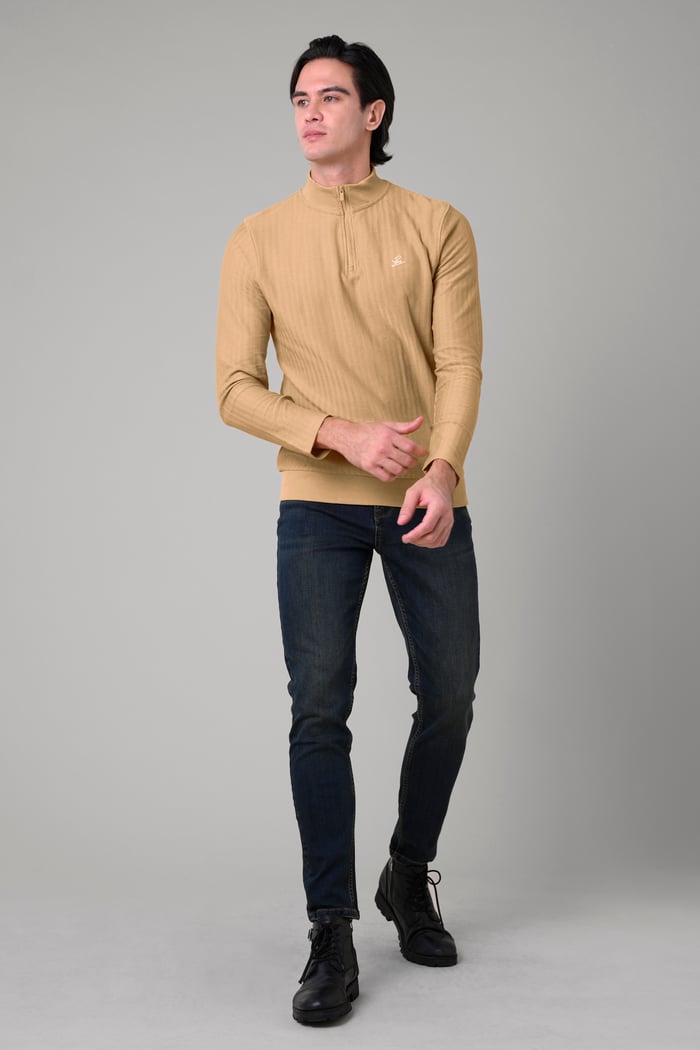 Mens Half Zip Funnel Neck Sweatshirt