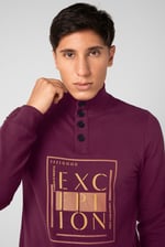 Button-Up Funnel Neck Sweatshirt