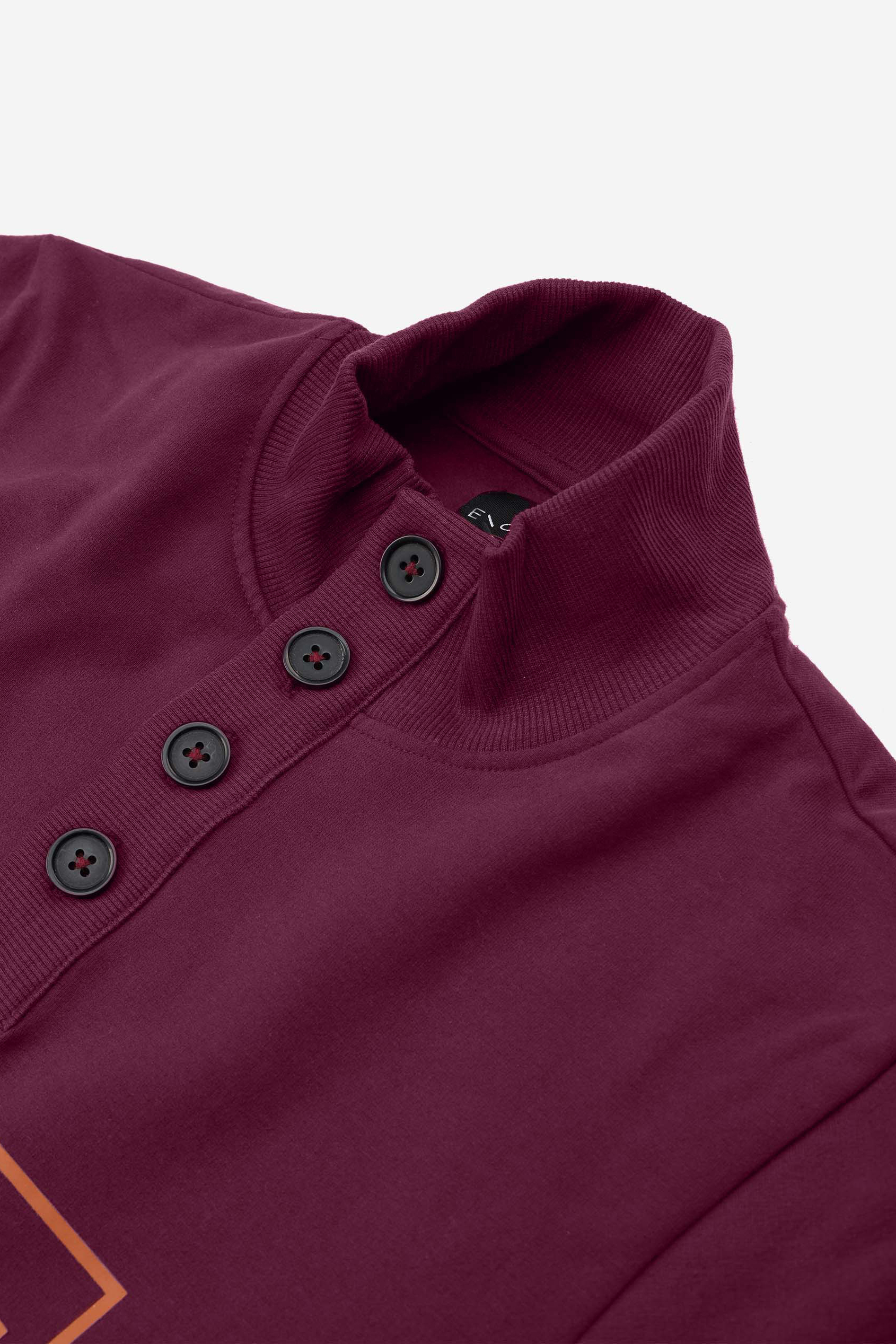 Button-Up Funnel Neck Sweatshirt