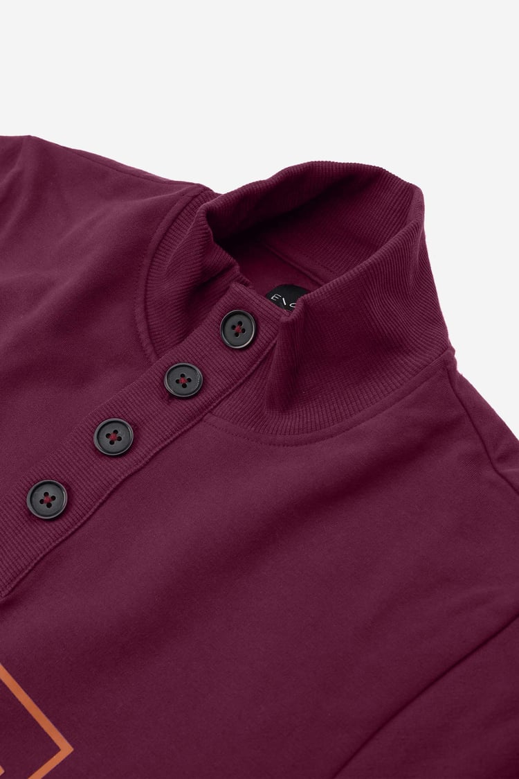 Button-Up Funnel Neck Sweatshirt