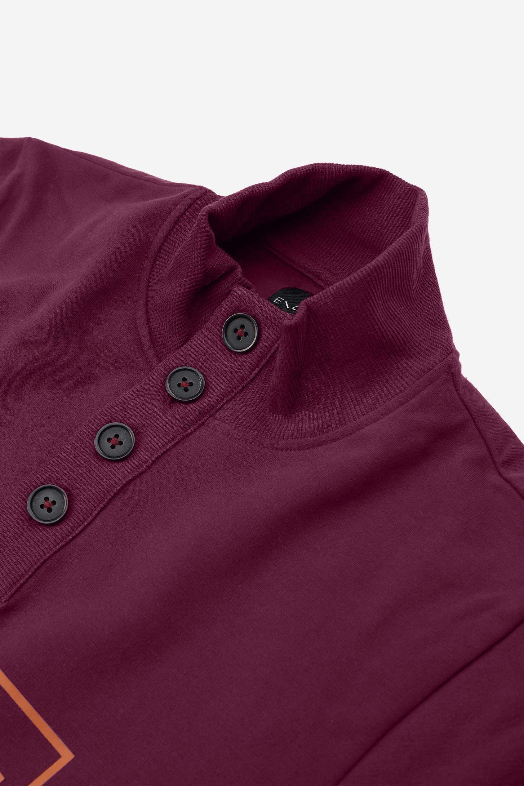 Button-Up Funnel Neck Sweatshirt