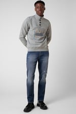 Button-Up Funnel Neck Sweatshirt