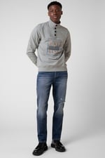 Button-Up Funnel Neck Sweatshirt