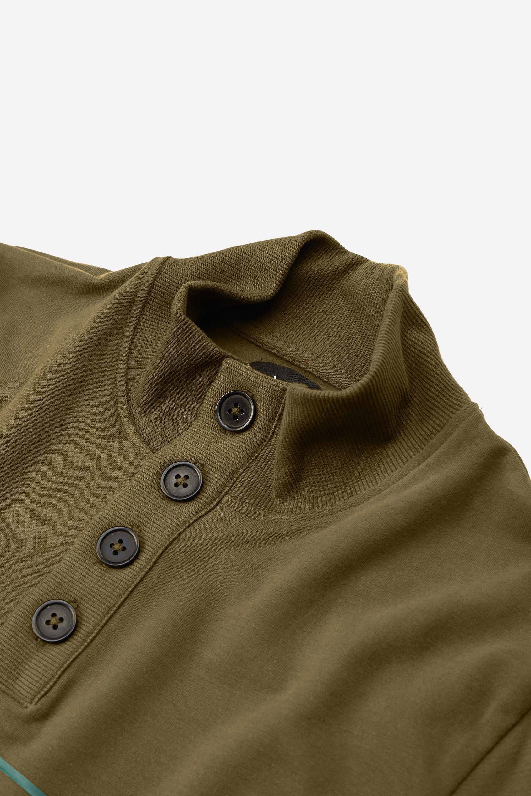 Button-Up Funnel Neck Sweatshirt