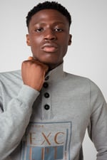 Button-Up Funnel Neck Sweatshirt