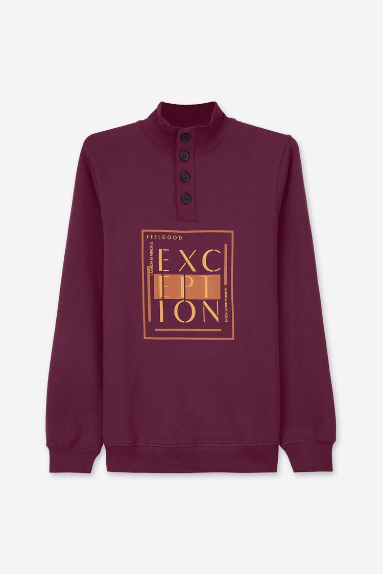 Button-Up Funnel Neck Sweatshirt
