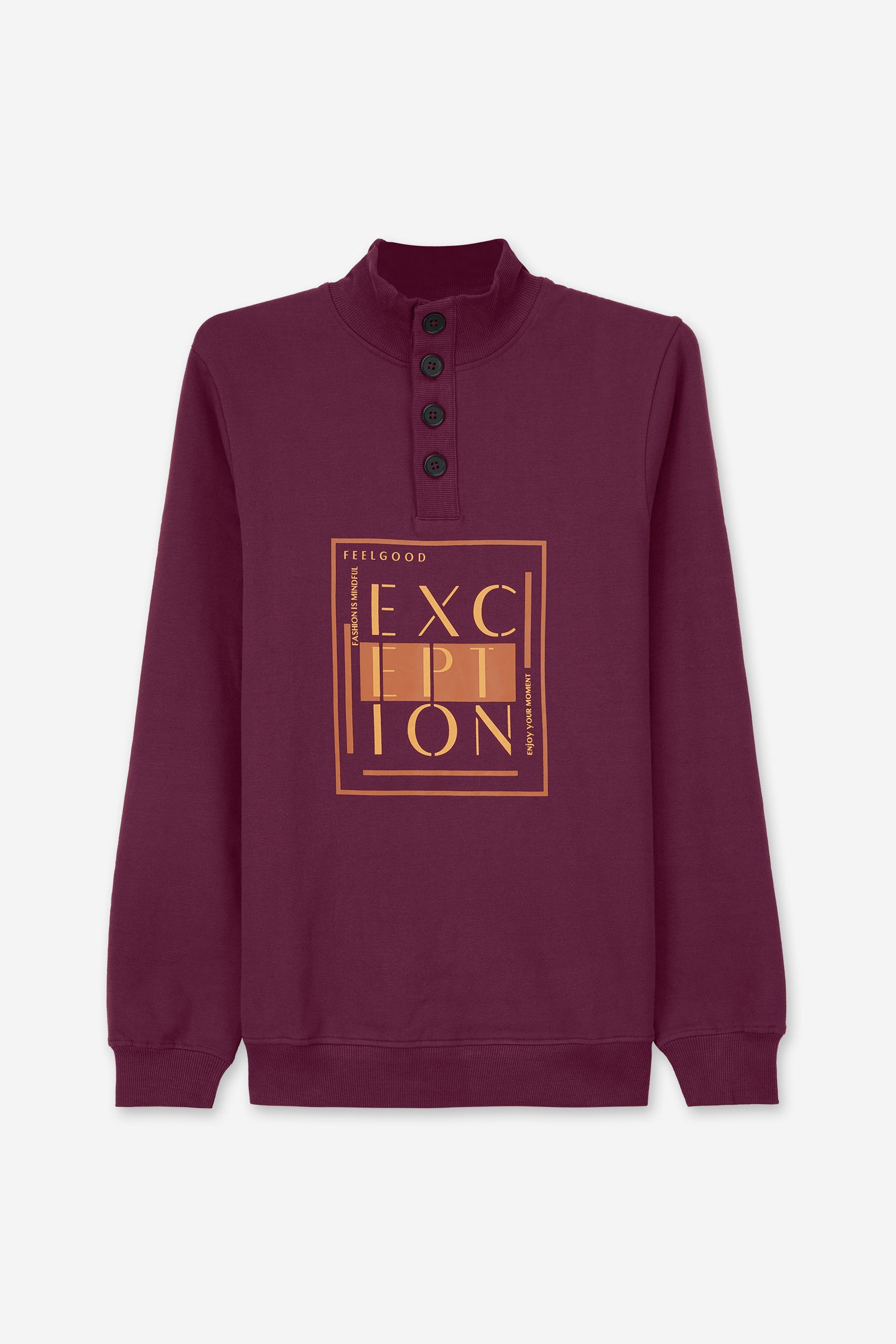 Button-Up Funnel Neck Sweatshirt