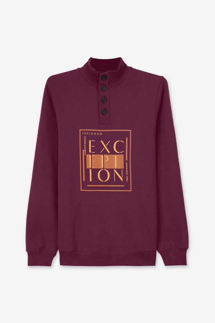 Button-Up Funnel Neck Sweatshirt