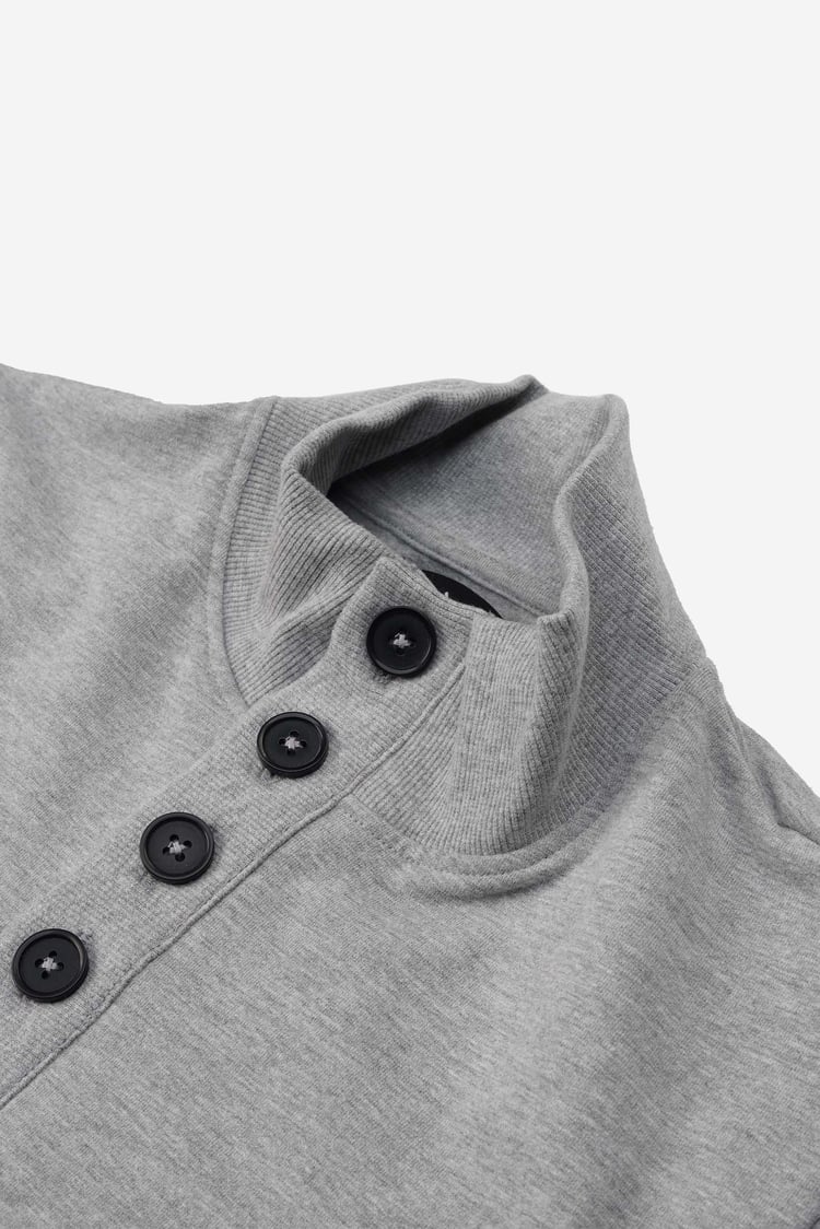Button-Up Funnel Neck Sweatshirt