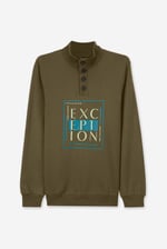 Button-Up Funnel Neck Sweatshirt