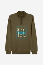 Button-Up Funnel Neck Sweatshirt