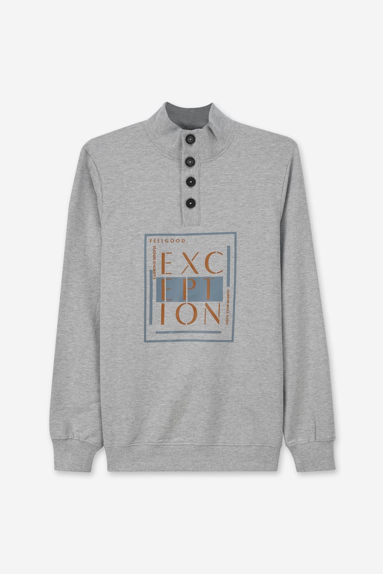 Button-Up Funnel Neck Sweatshirt