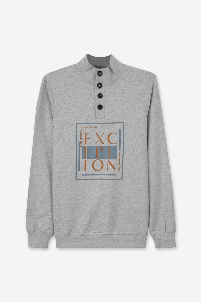 Button-Up Funnel Neck Sweatshirt