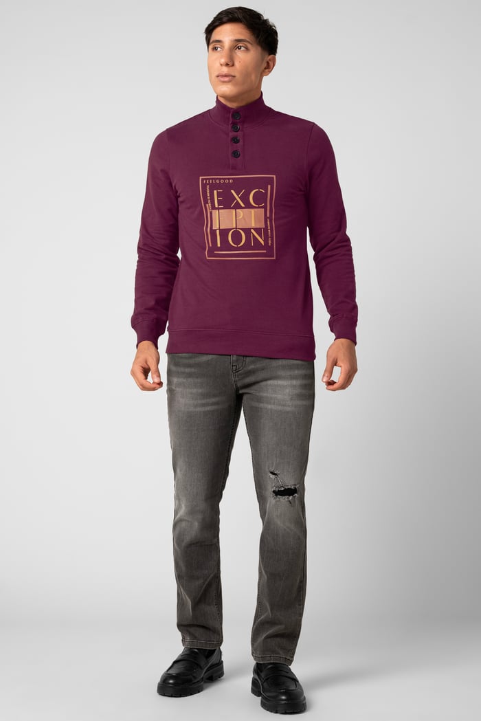 Button-Up Funnel Neck Sweatshirt