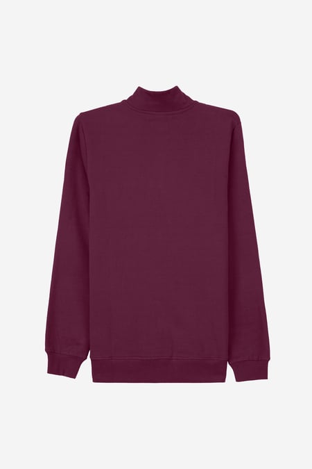 Red Button-Up Funnel Neck Sweatshirt