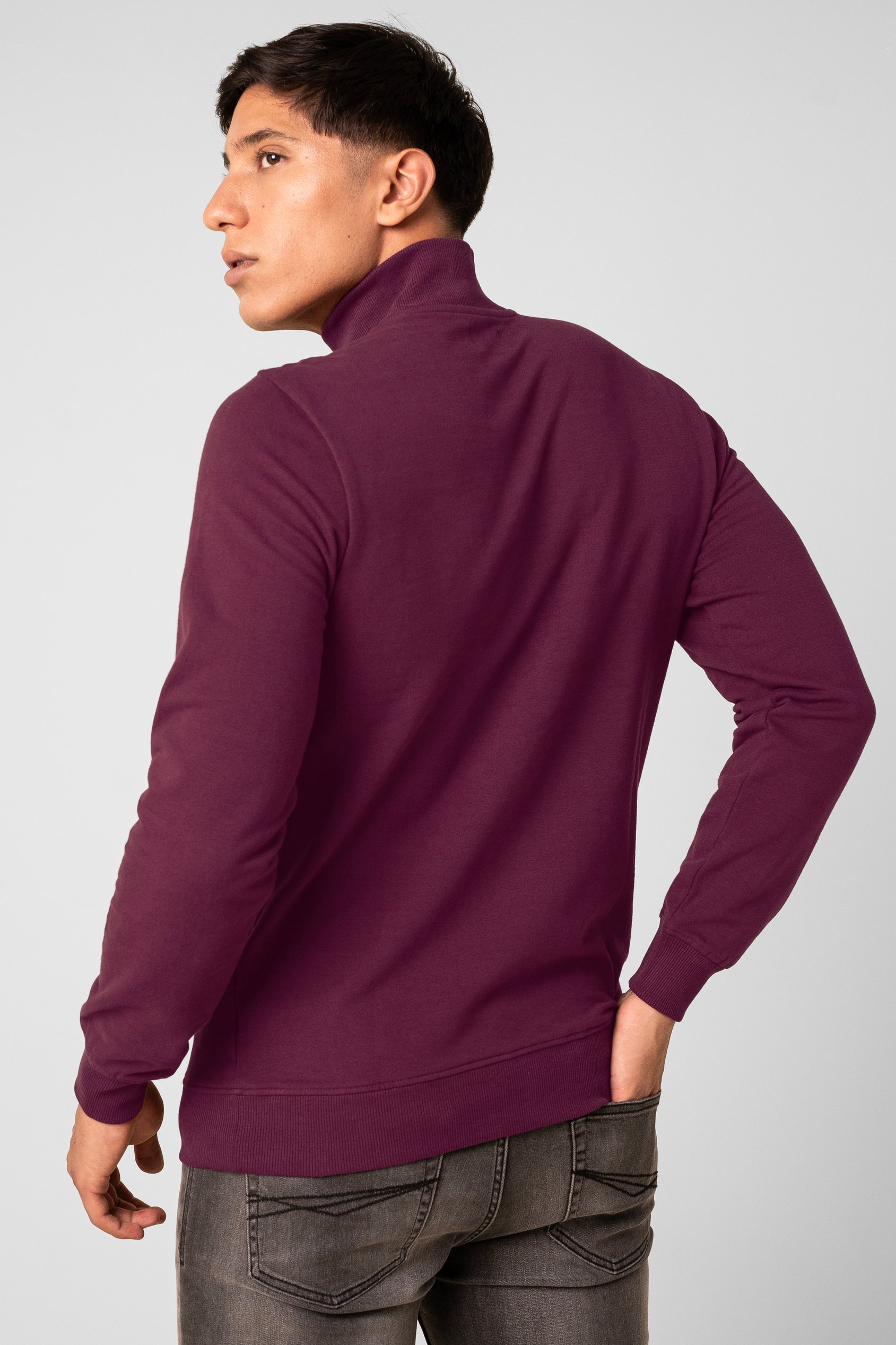 Button-Up Funnel Neck Sweatshirt
