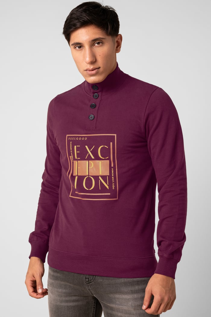 Button-Up Funnel Neck Sweatshirt