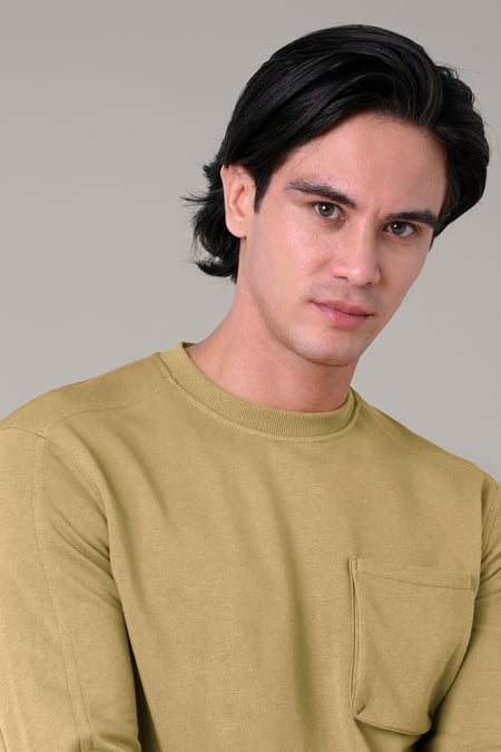 Tan Long Sleeve Front Pocket SweatShirt