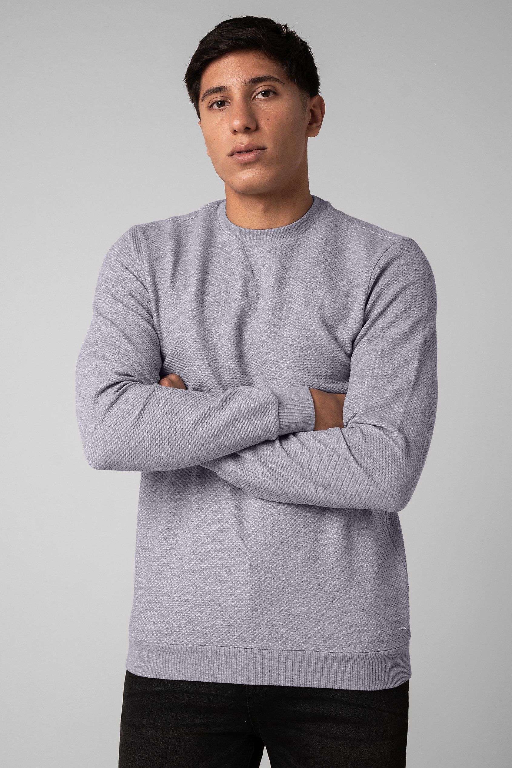 Mens Crew Neck Design Rib Sweatshirt