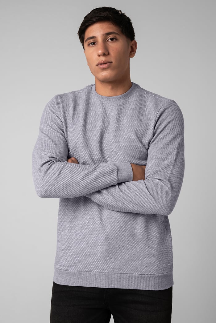 Mens Crew Neck Design Rib Sweatshirt