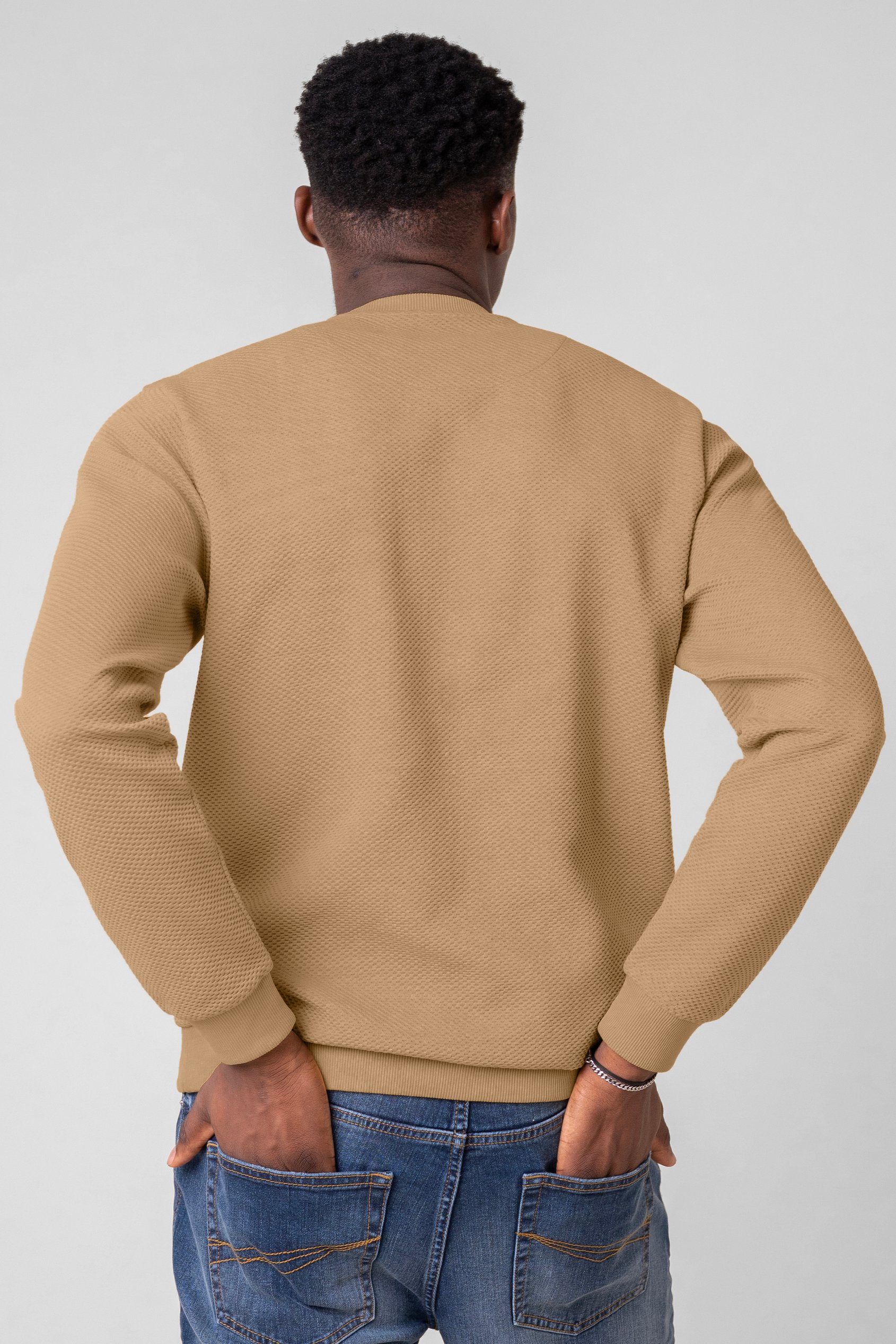 Mens Crew Neck Design Rib Sweatshirt